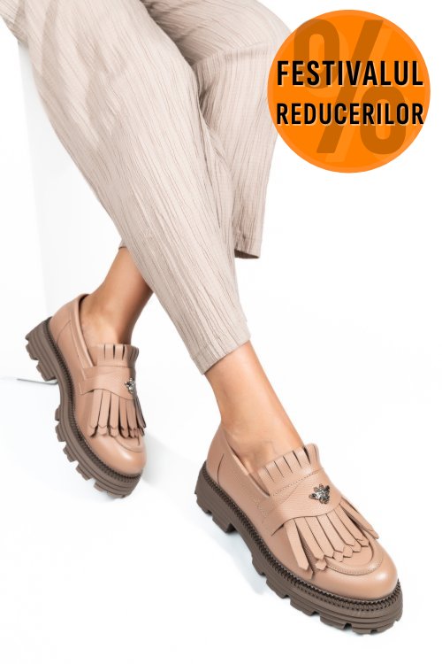 Mocasini dama piele naturala roz 3s7795