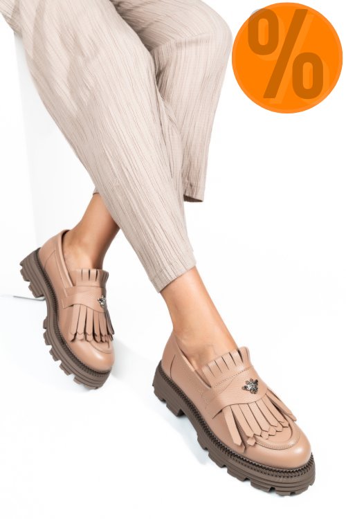Mocasini dama piele naturala roz 3s7795