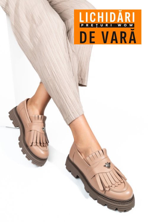 Mocasini dama piele naturala roz 3s7795