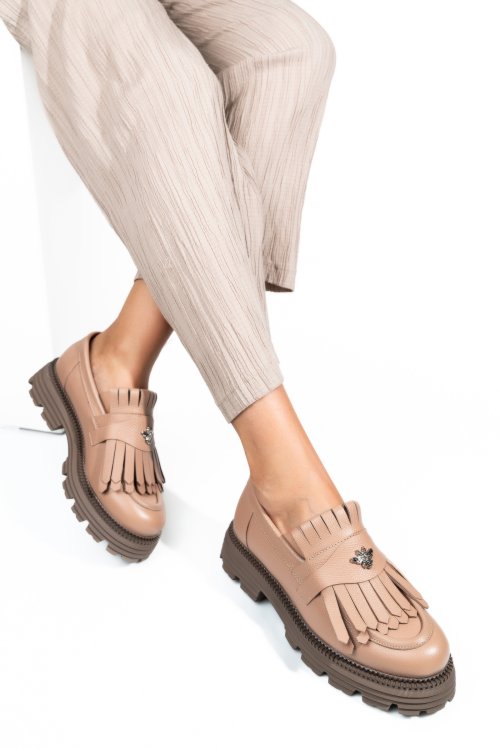 Mocasini dama piele naturala roz 3s7795