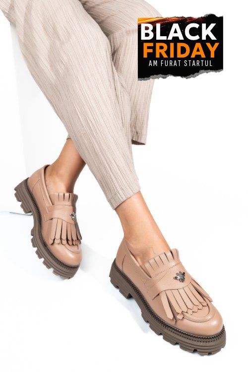 Mocasini dama piele naturala roz 3s7795