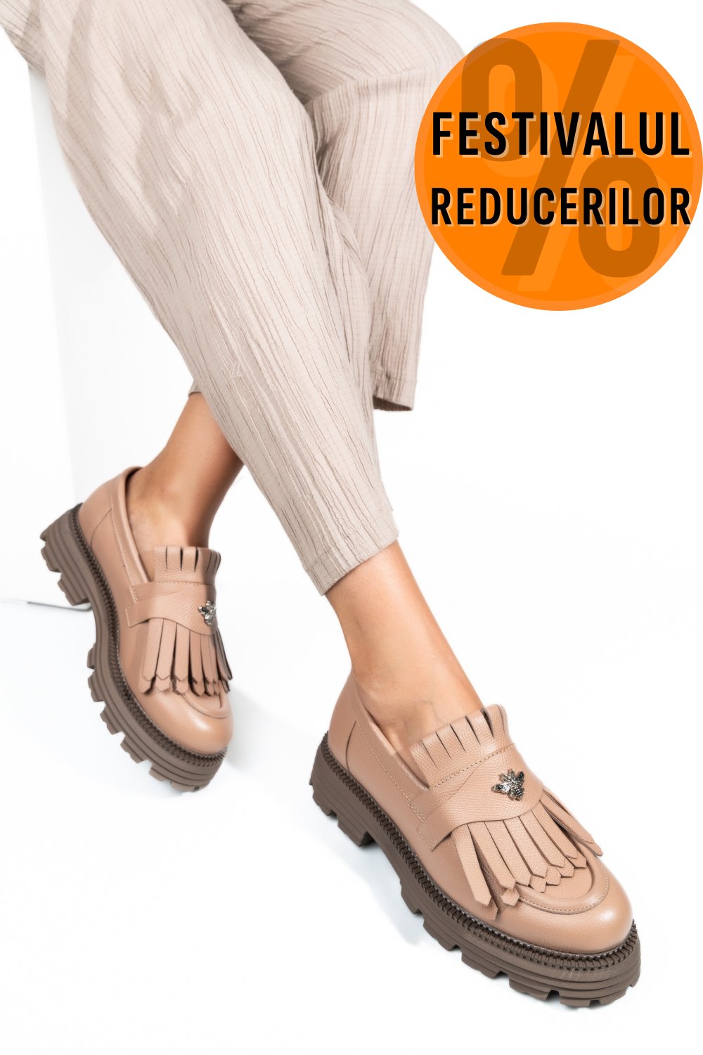 MOCASINI DAMA PIELE NATURALA ROZ 3S7795