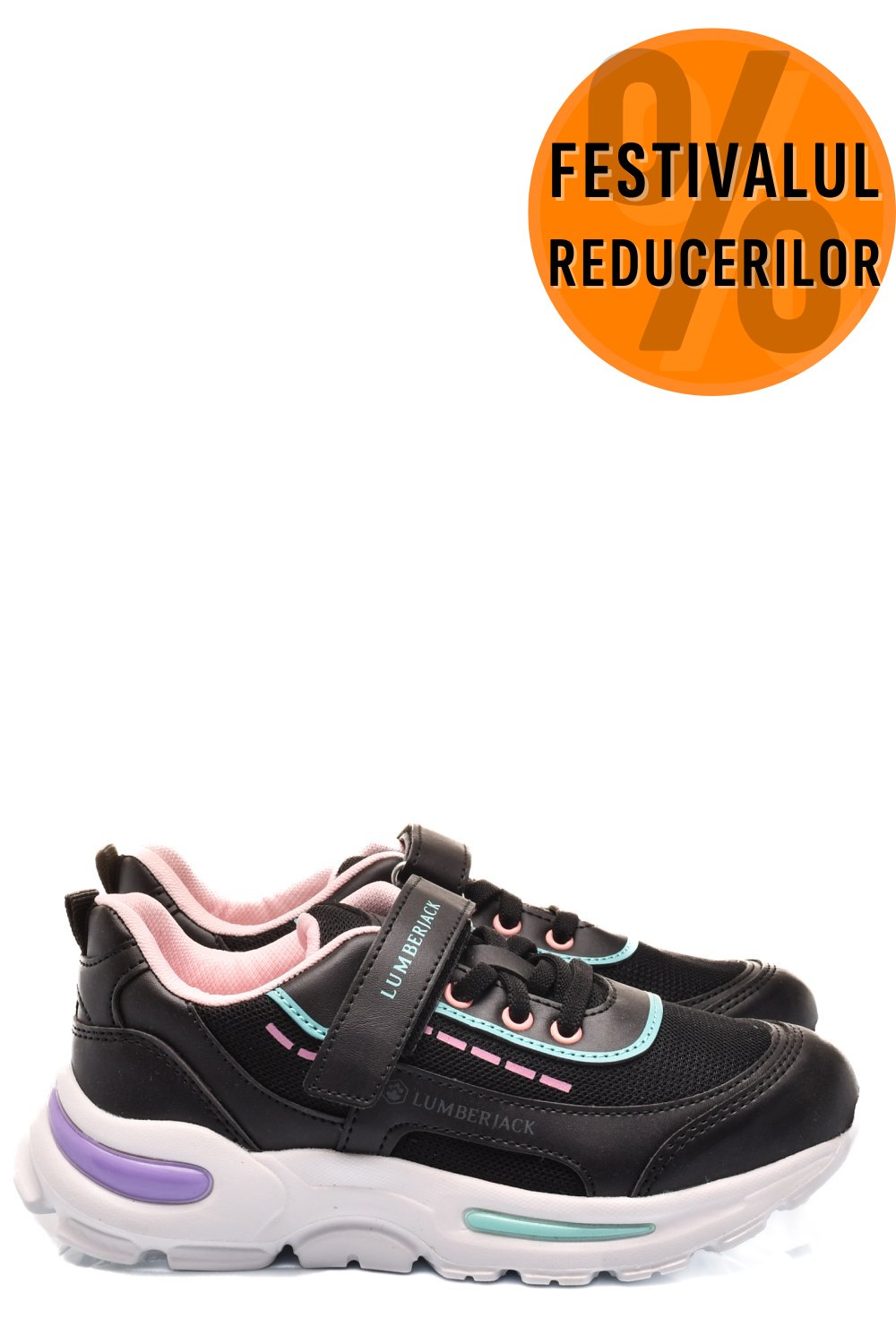 LUMBERJACK, PANTOFI SPORT COPII BLACK LILA NURSE-JR